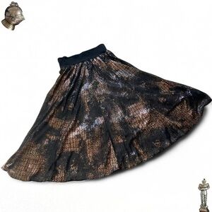 Reba 2000s black and brown sequin animal leopard and reptile print maxi skirt